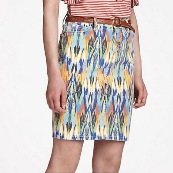 Elliott Current Elliot Multicolor Arrow Stiletto Cotton Pencil Skirt EUC Size 27 - Picture 1 of 12